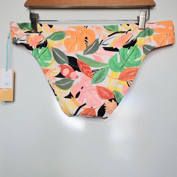 NWT KONA SOL Mix Colored Leaf Coverage Hipster Bikini BOTTOM Tropical Large - Picture 5 of 8